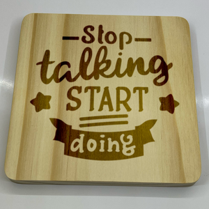 Inspire & Protect: Engraved Square Wooden Coaster Collection
