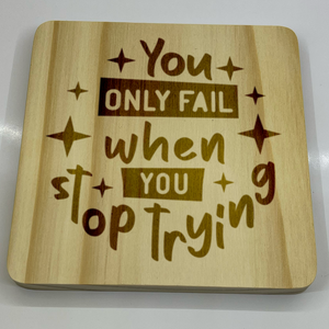 Inspire & Protect: Engraved Square Wooden Coaster Collection